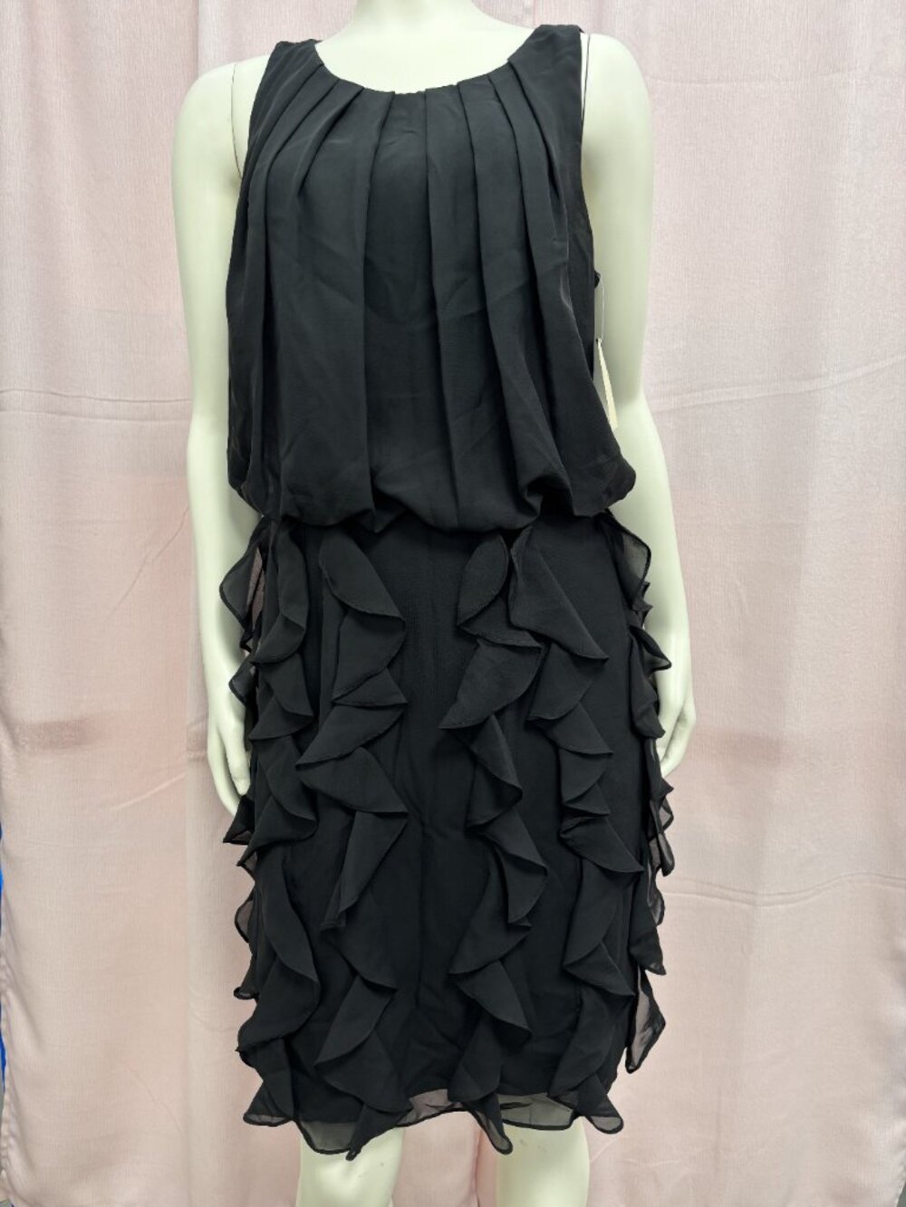 NWT Coldwater Creek Black Ruffle Dress Size 10 Chiffon Cocktail Party